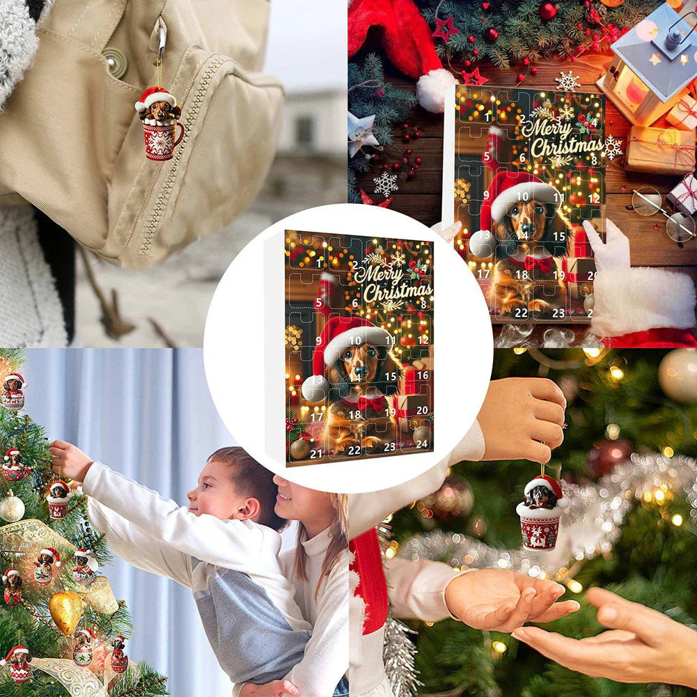 Dachshund Advent Calendar – 24 acrylic ornaments to hang