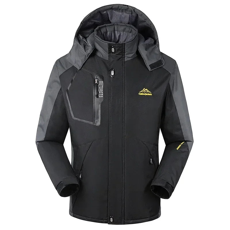Men's Ski Jacket – hooded, zip pockets, two-tone shoulders