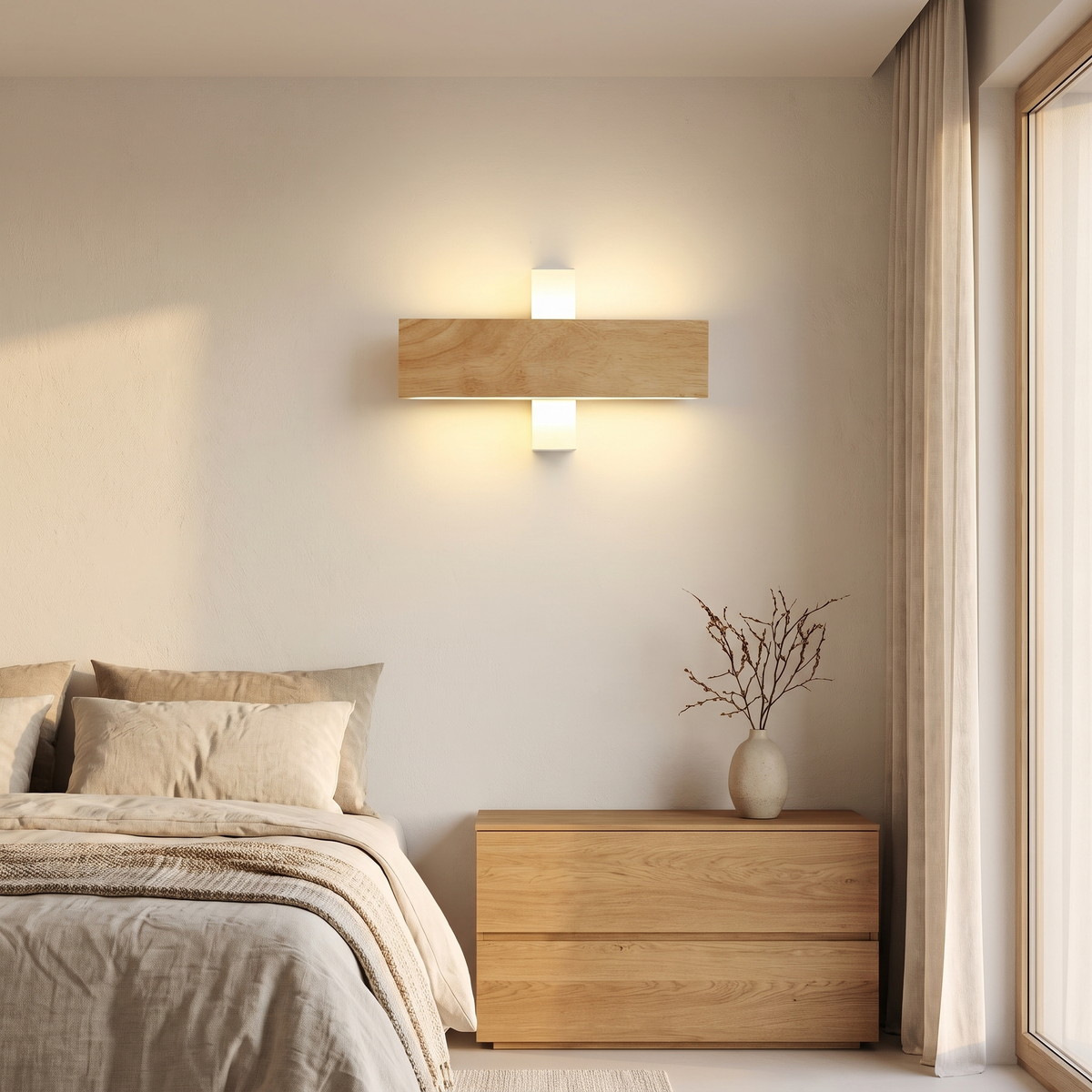 Rotating Wood Wall Light – turn the head to aim the light, built-in LED, three sizes