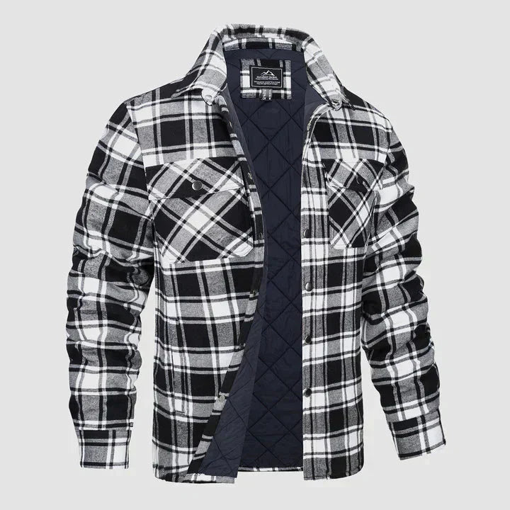 Flannel Shirt Jacket – quilted lining, five pockets, cotton check