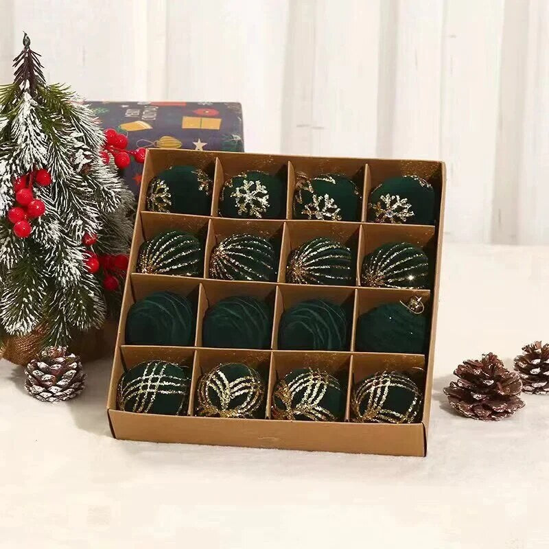 Christmas Baubles – flocked velvet finish, matte sheen