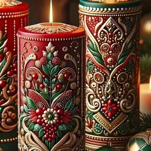 Christmas Candle Poster – festive red and green design, wall print