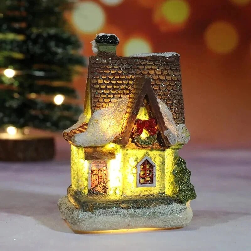 Christmas Village – LED-lit miniature buildings, warm light