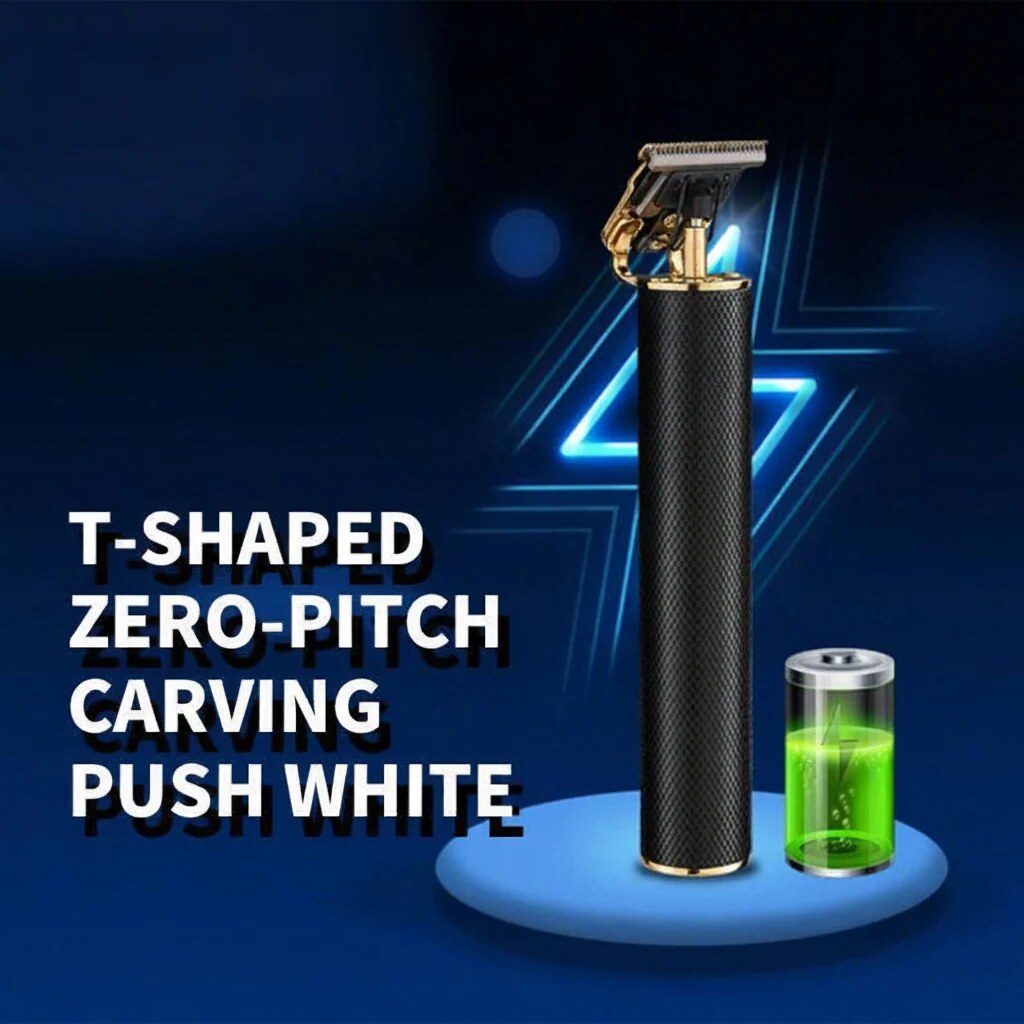 Cordless Hair Trimmer – T blade, multiple guard lengths, rechargeable