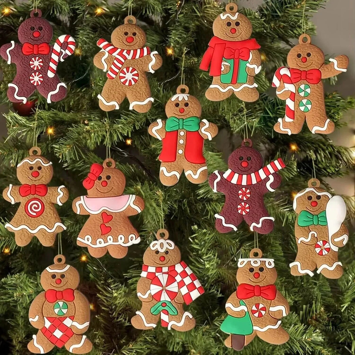 Gingerbread Ornaments – flexible plastic set of twelve