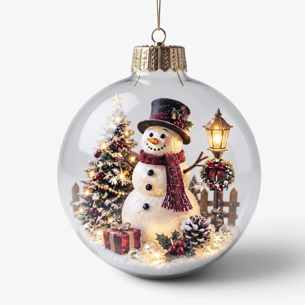 LED Christmas Bauble – miniature scene, warm white light