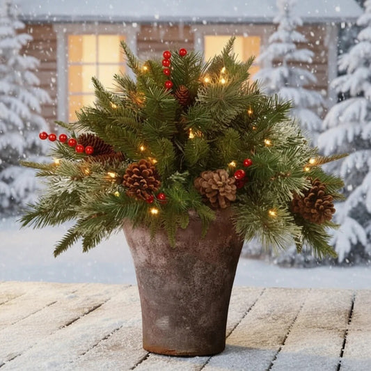 LED Evergreen Urn Filler – battery powered, festive