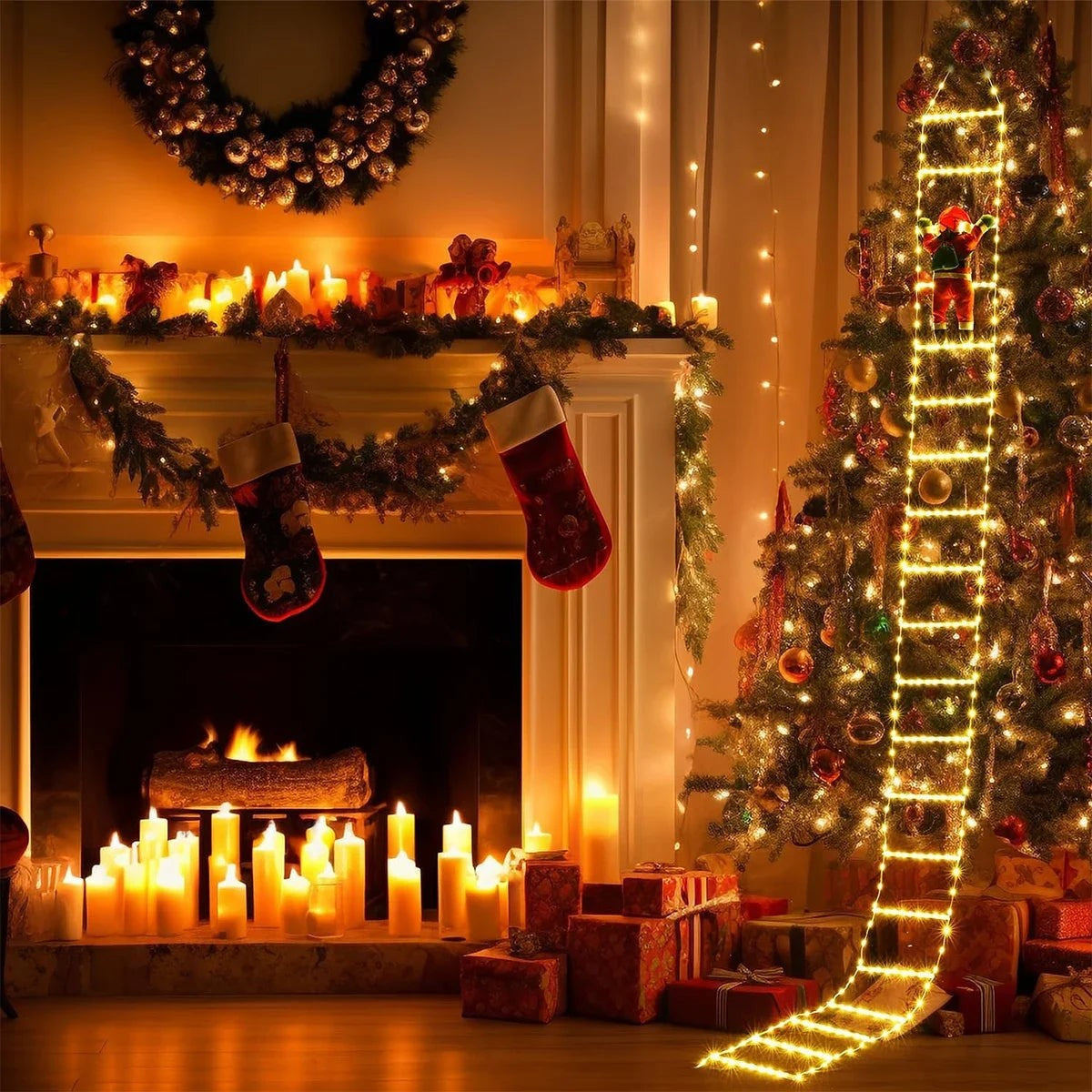 Light-Up Santa Ladder
