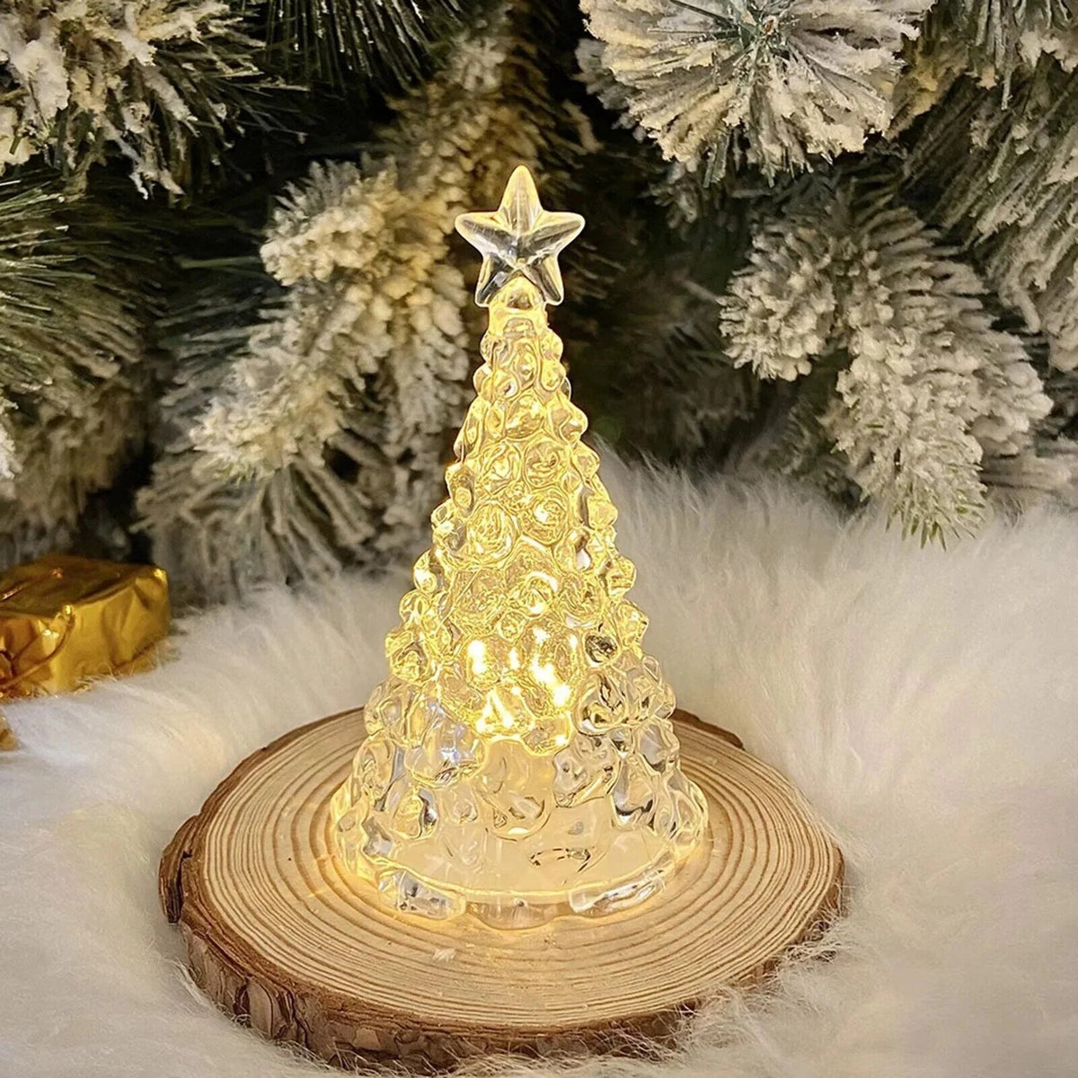Miniature Lit Christmas Tree – white, compact, cordless