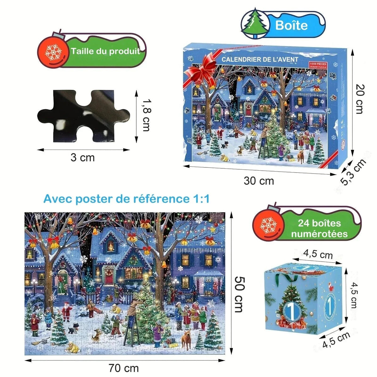 Puzzle Advent Calendar – Christmas village, 24 pieces