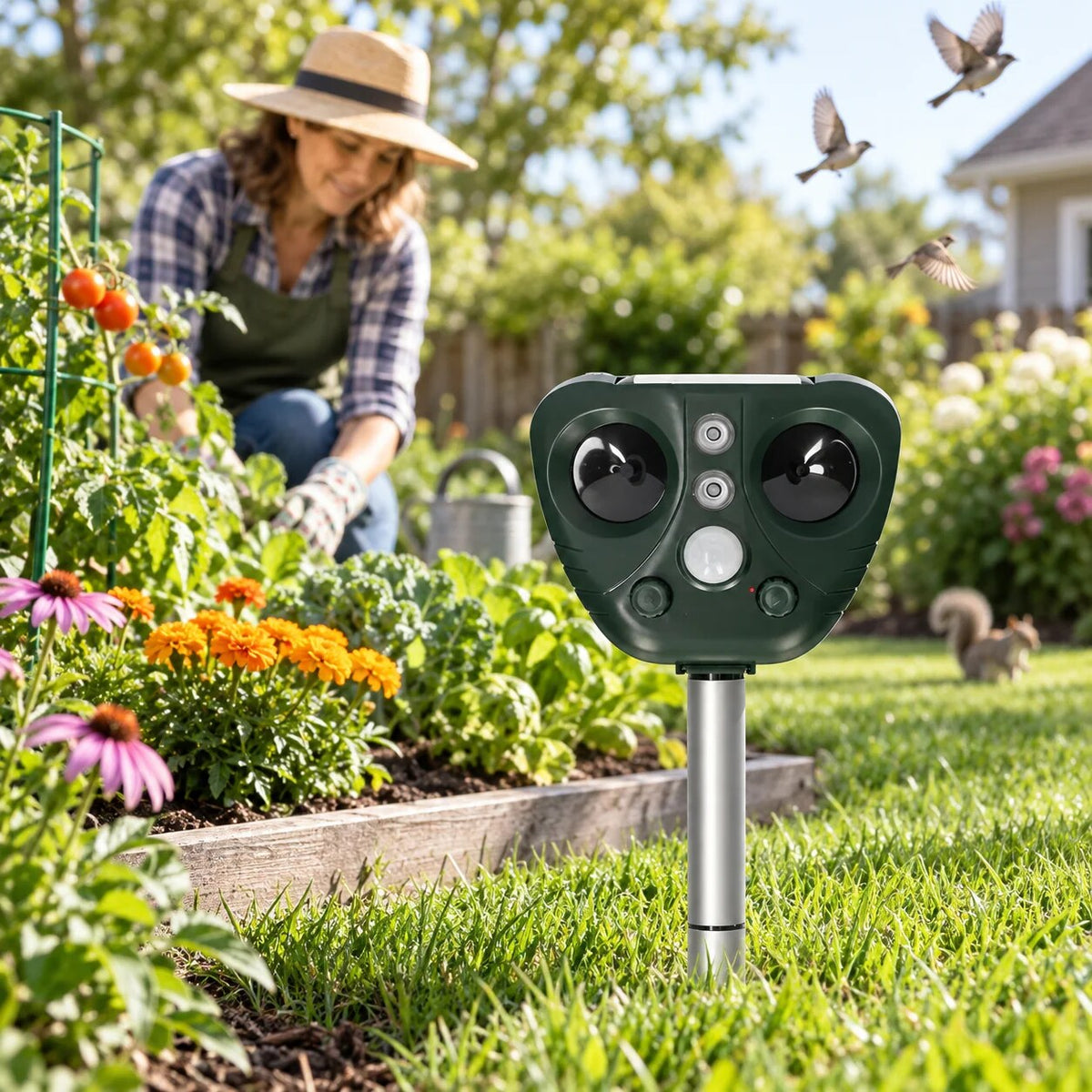 Ultrasonic Bird Repeller – solar powered, adjustable modes