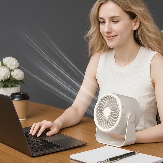 Desk Fan – quiet running, three speeds, LED display