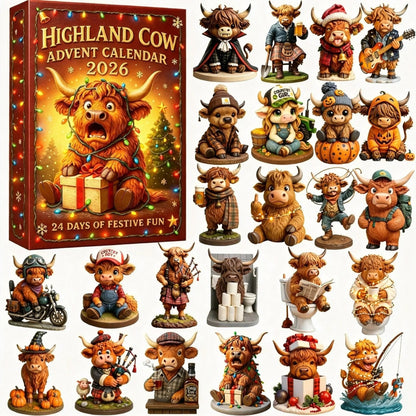 Highland Cow Advent Calendar – 24 resin figures, one each day