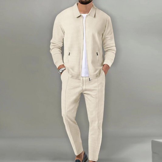 Men's Tracksuit – collared zip jacket, drawstring pants, zip pockets