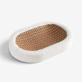 Cat Scratcher Bed – woven rattan base, fleece bolster, oval