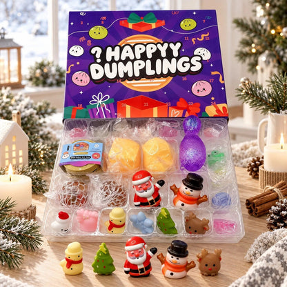 Squishy Advent Calendar – 24 mini squeeze toys, soft foam characters