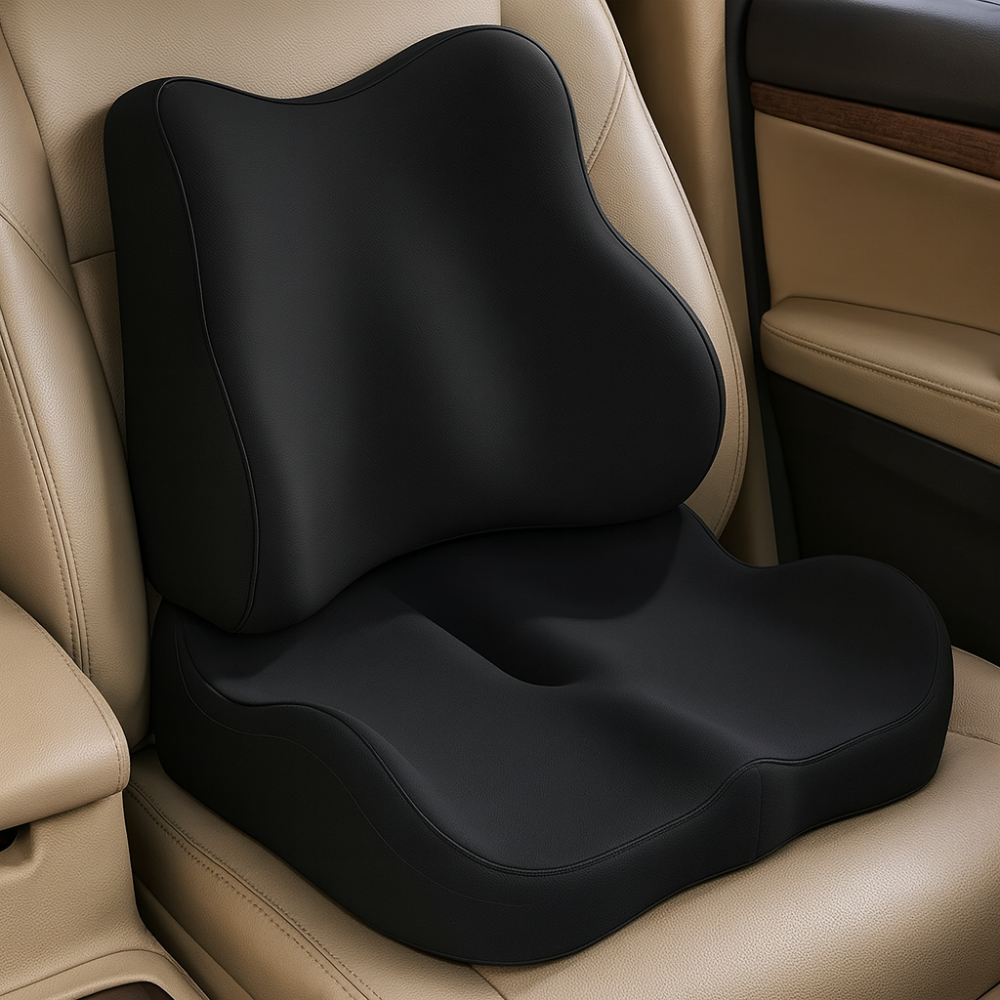 Car Seat Cushion – memory foam seat and back cushion, removable cover