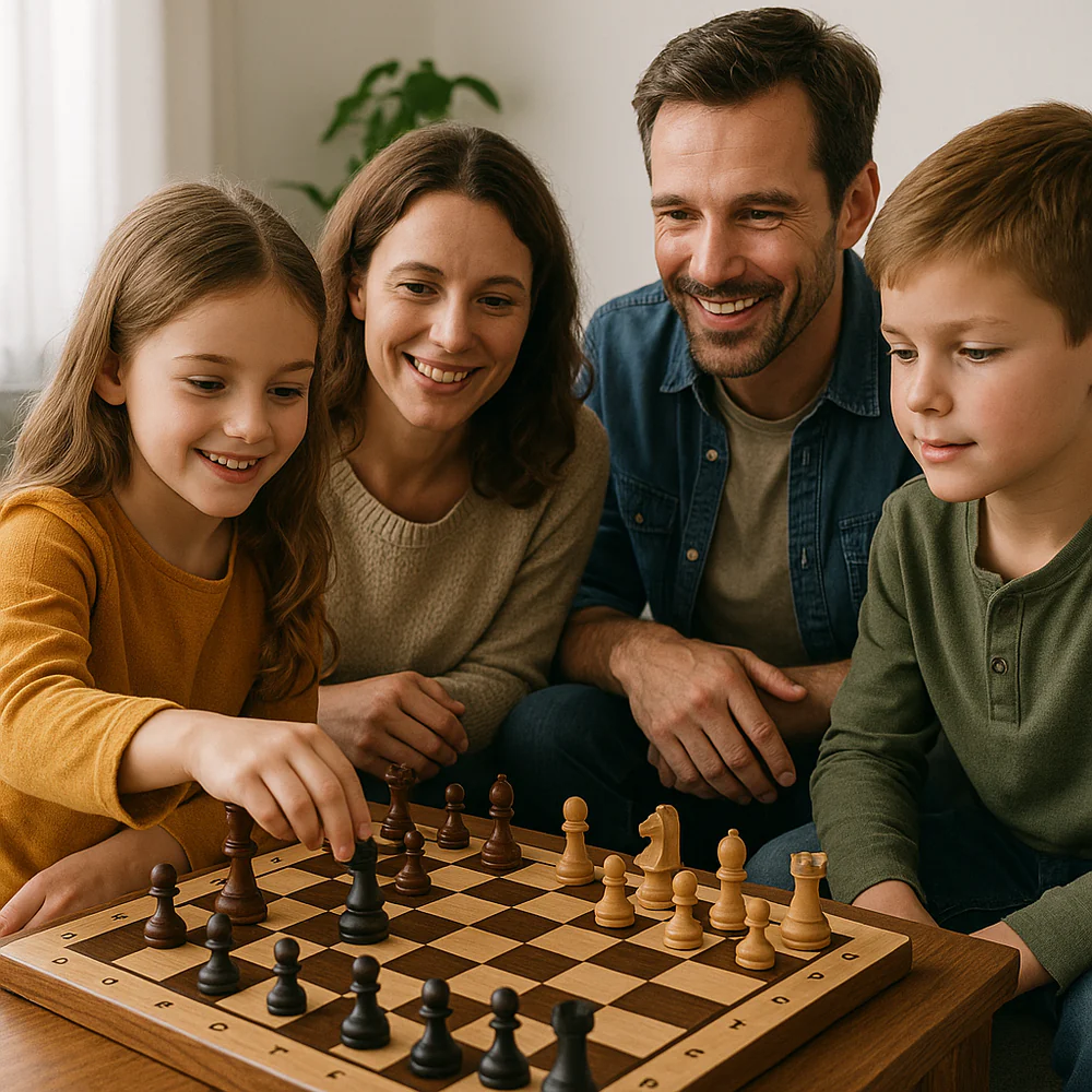Wooden Chess Set – folding board, fitted storage, two extra queens