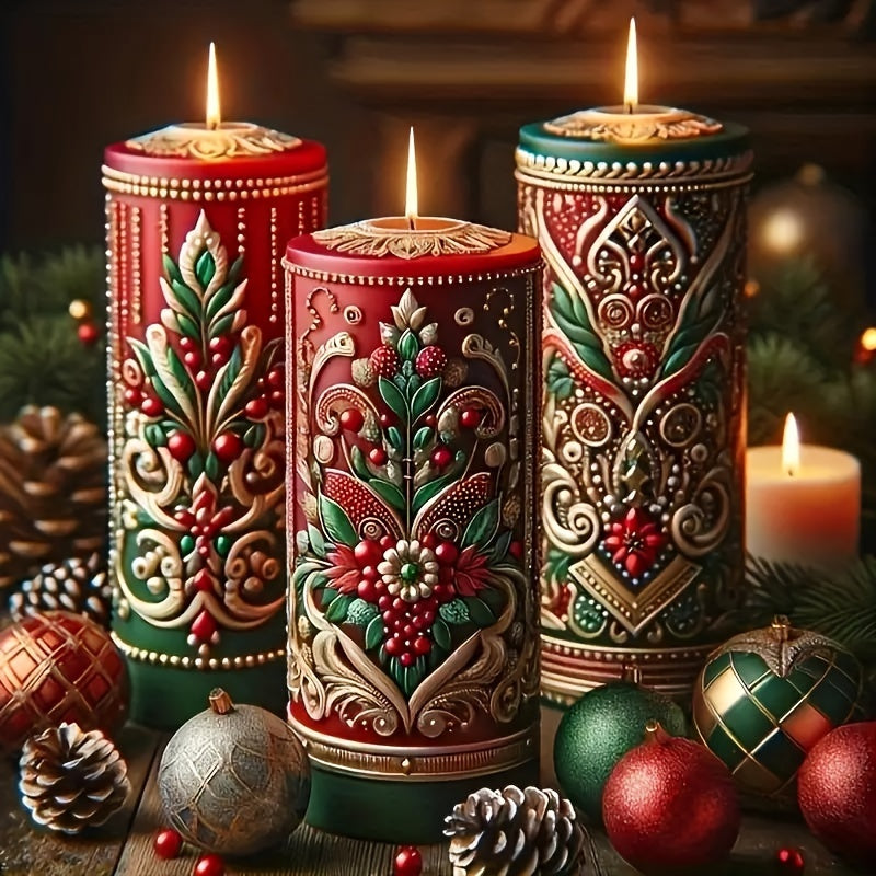 Christmas Candle Poster – festive red and green design, wall print