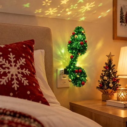Christmas Projector Light – USB plug-in with six festive motifs in red, green and gold