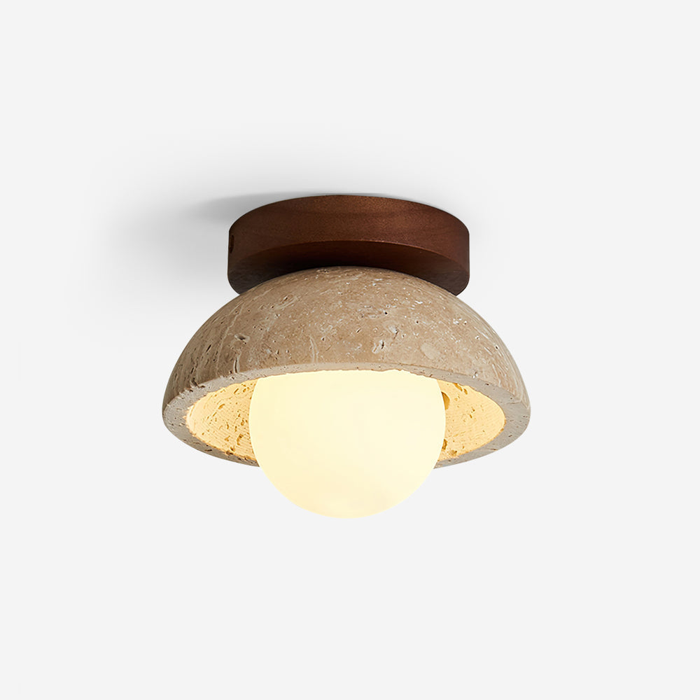 Compact Ceiling Light – walnut and beige, dimmable, wall or ceiling