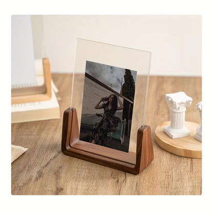 Acrylic Photo Frame with Wooden Base – slide-in, portrait or landscape