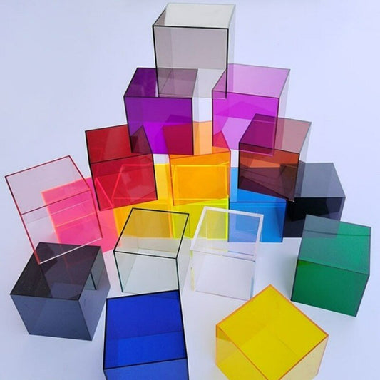 Acrylic Display Box – coloured cube, translucent, stackable