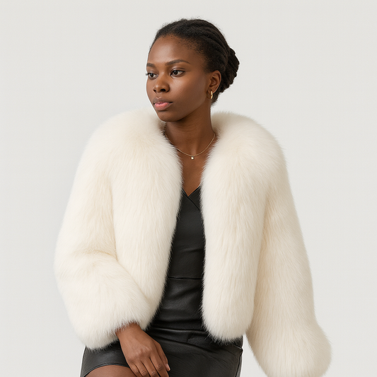 Women's Fluffy Teddy Jacket – open front, plush texture, relaxed fit