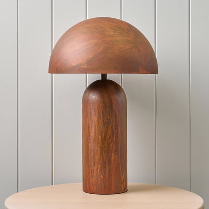 Rust Dome Table Lamp – patina iron, dome shade, two lights