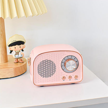 Retro Bluetooth Speaker – FM radio, carry handle, vintage dial design