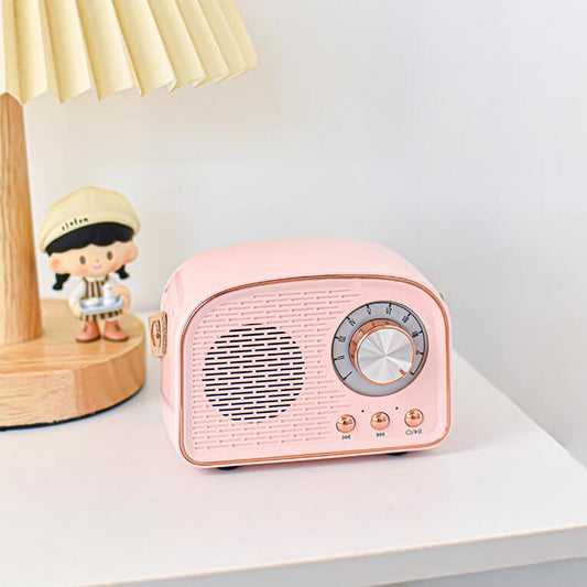 Retro Bluetooth Speaker – FM radio, carry handle, vintage dial design