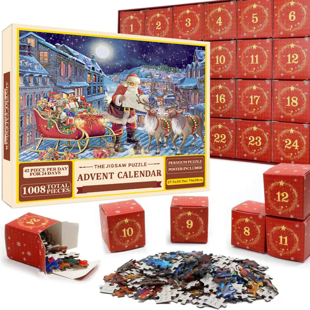 Jigsaw Puzzle Advent Calendar – 1008 pieces, one Christmas scene to build