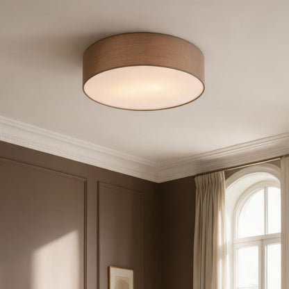 Fabric Drum Ceiling Light – taupe shade, diffuser, two bulbs