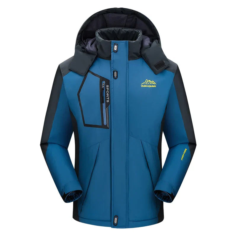 Men's Ski Jacket – hooded, zip pockets, two-tone shoulders
