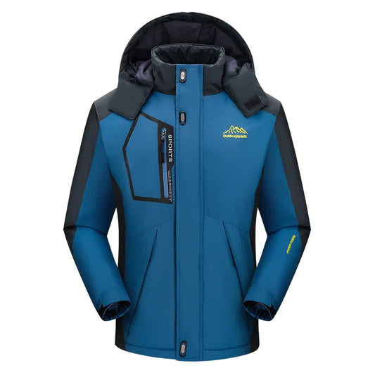 Men's Ski Jacket – hooded, zip pockets, two-tone shoulders