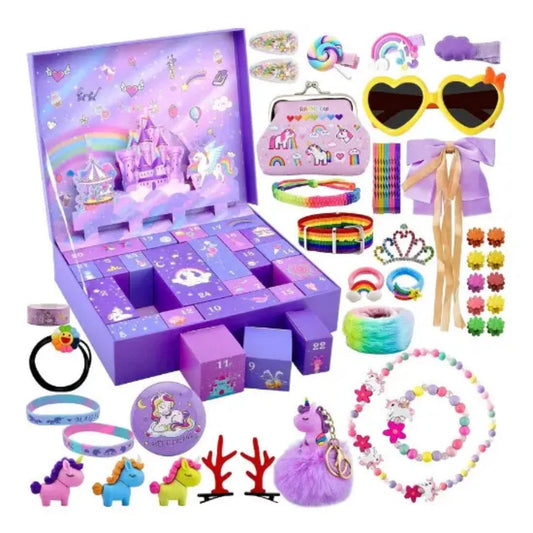 Unicorn Advent Calendar – 24 surprises, hair clips, bracelets and charms
