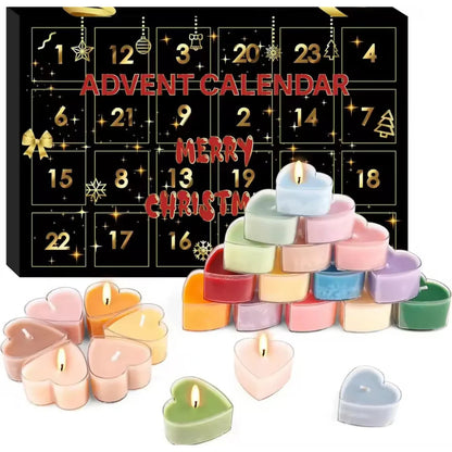 Heart Tealight Advent Calendar – 24 heart-shaped candles in assorted colours