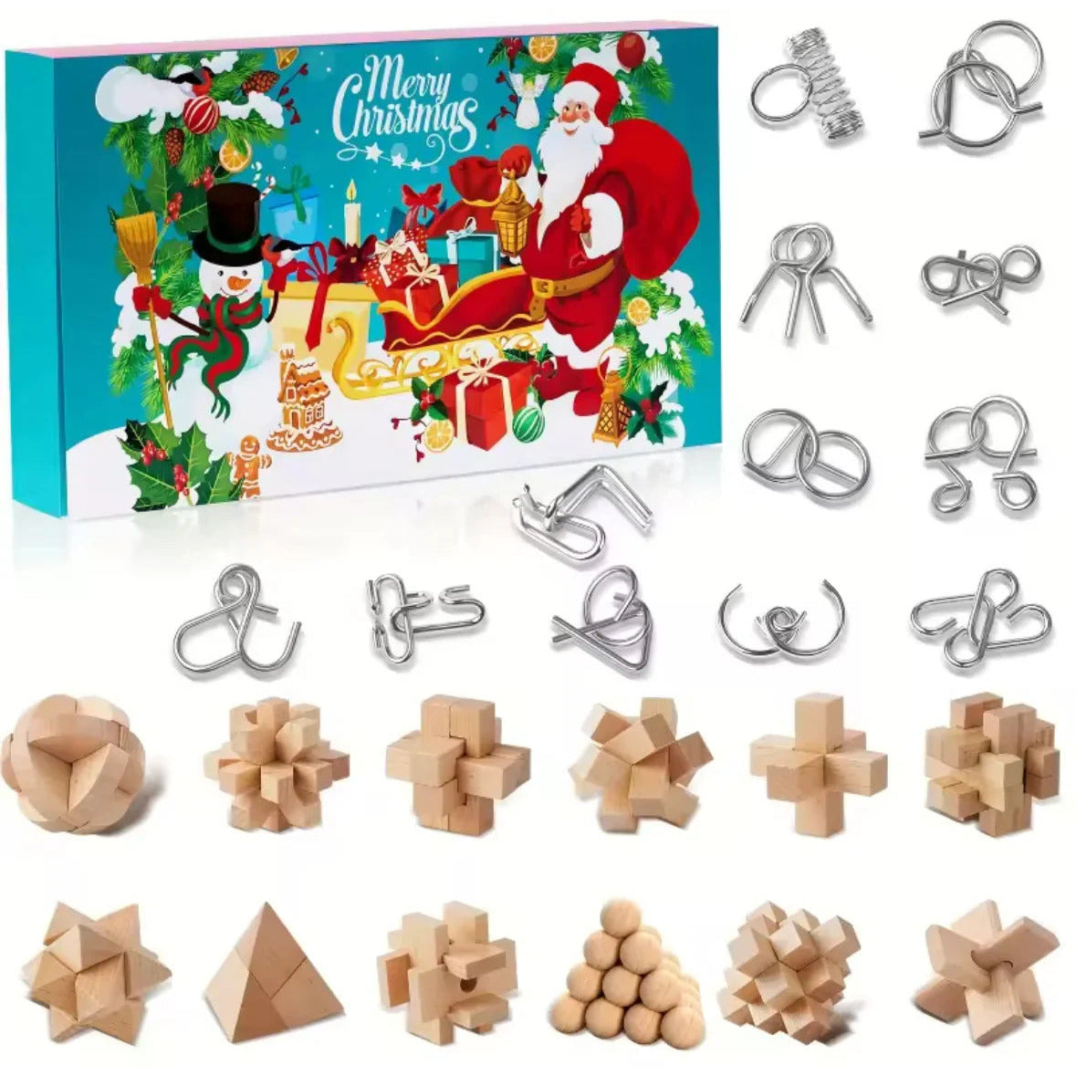 Brain Teaser Advent Calendar – 24 metal wire and wooden puzzles