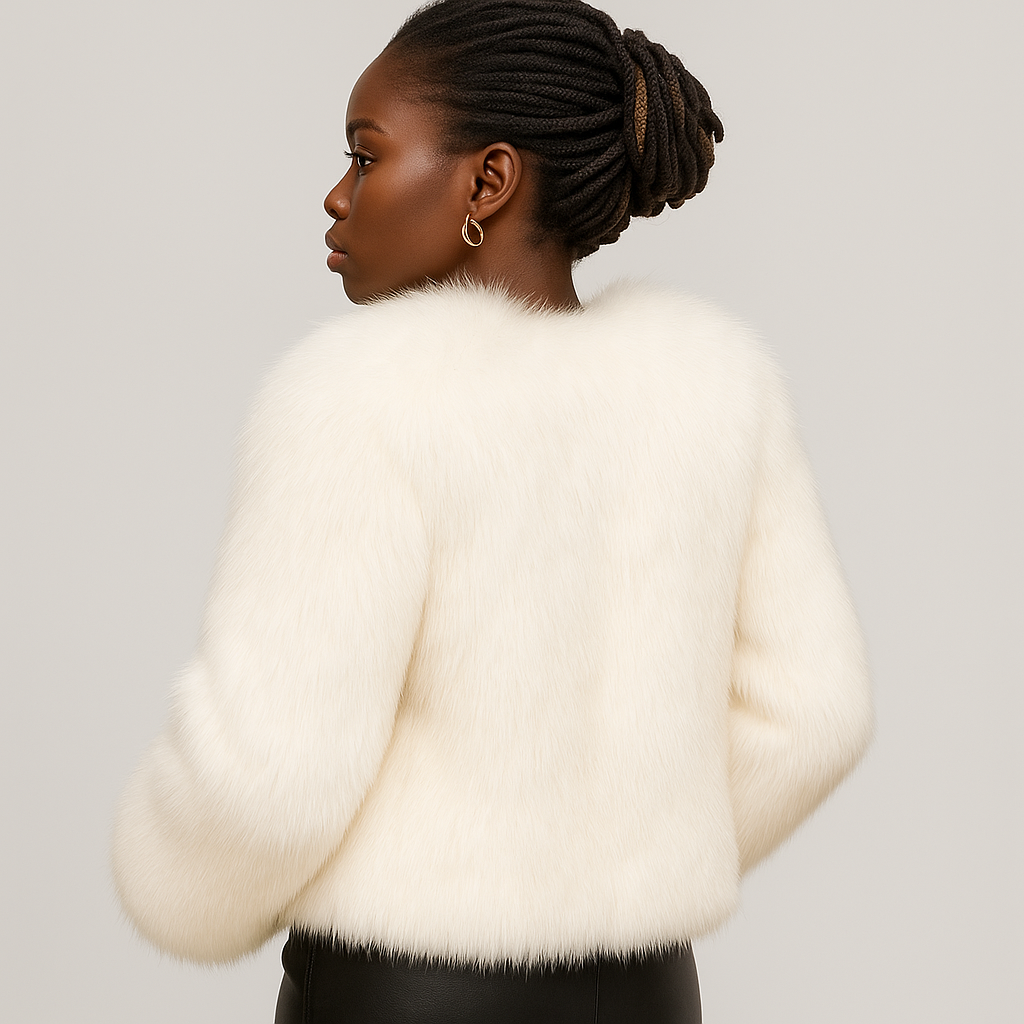 Women's Fluffy Teddy Jacket – open front, plush texture, relaxed fit