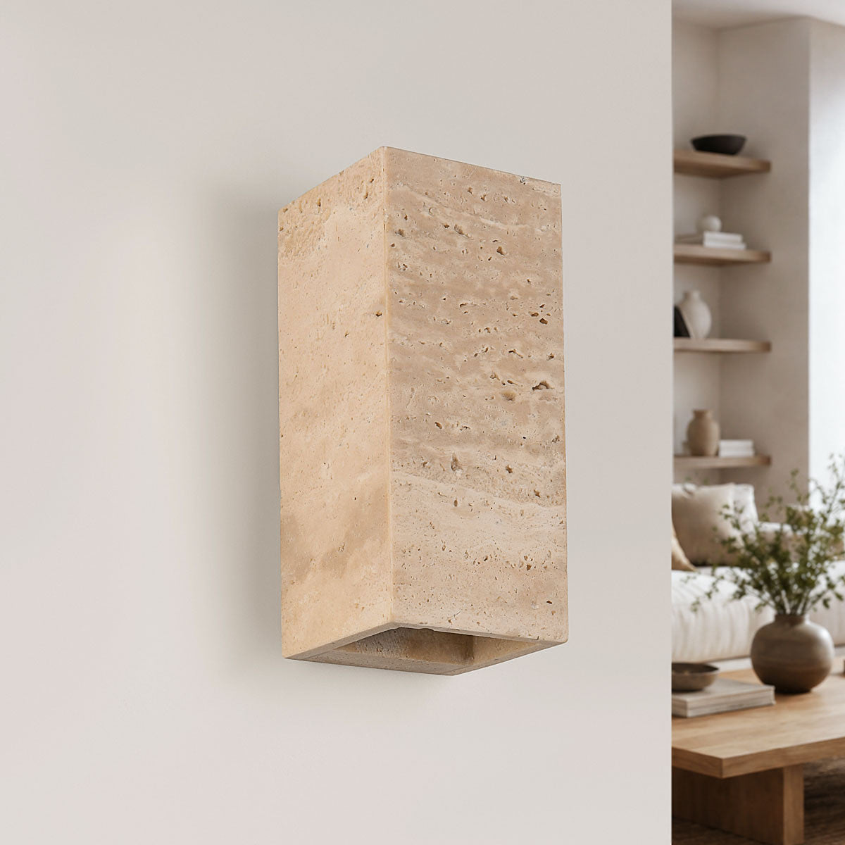Travertine Wall Light – natural stone, up and down light, two G9 sockets