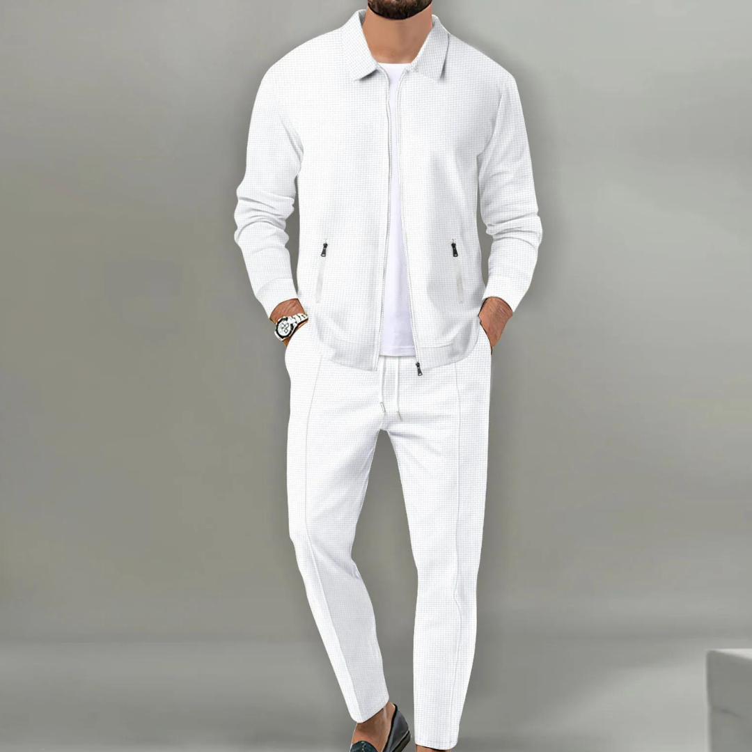 Men's Tracksuit – collared zip jacket, drawstring pants, zip pockets