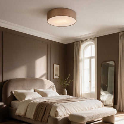 Fabric Drum Ceiling Light – taupe shade, diffuser, two bulbs