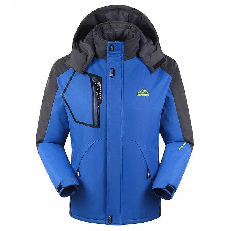 Men's Ski Jacket – hooded, zip pockets, two-tone shoulders