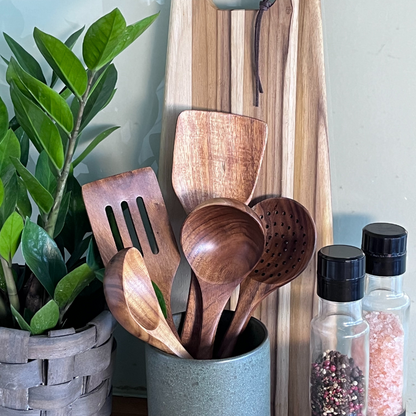 Wooden Utensils Set – spoons, spatulas, ladle and skimmer