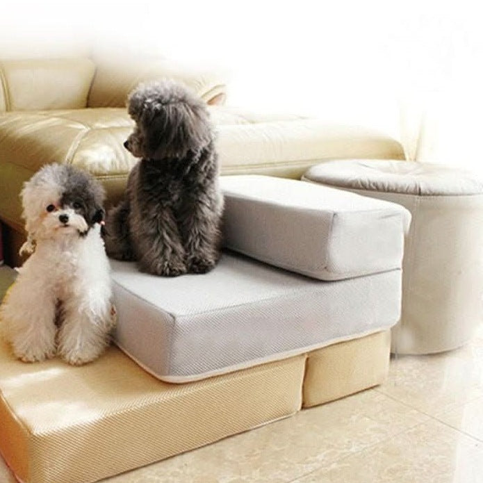 Foldable Dog Steps – two low steps, non-slip mesh, removable cover