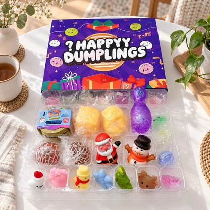 Squishy Advent Calendar – 24 mini squeeze toys, soft foam characters