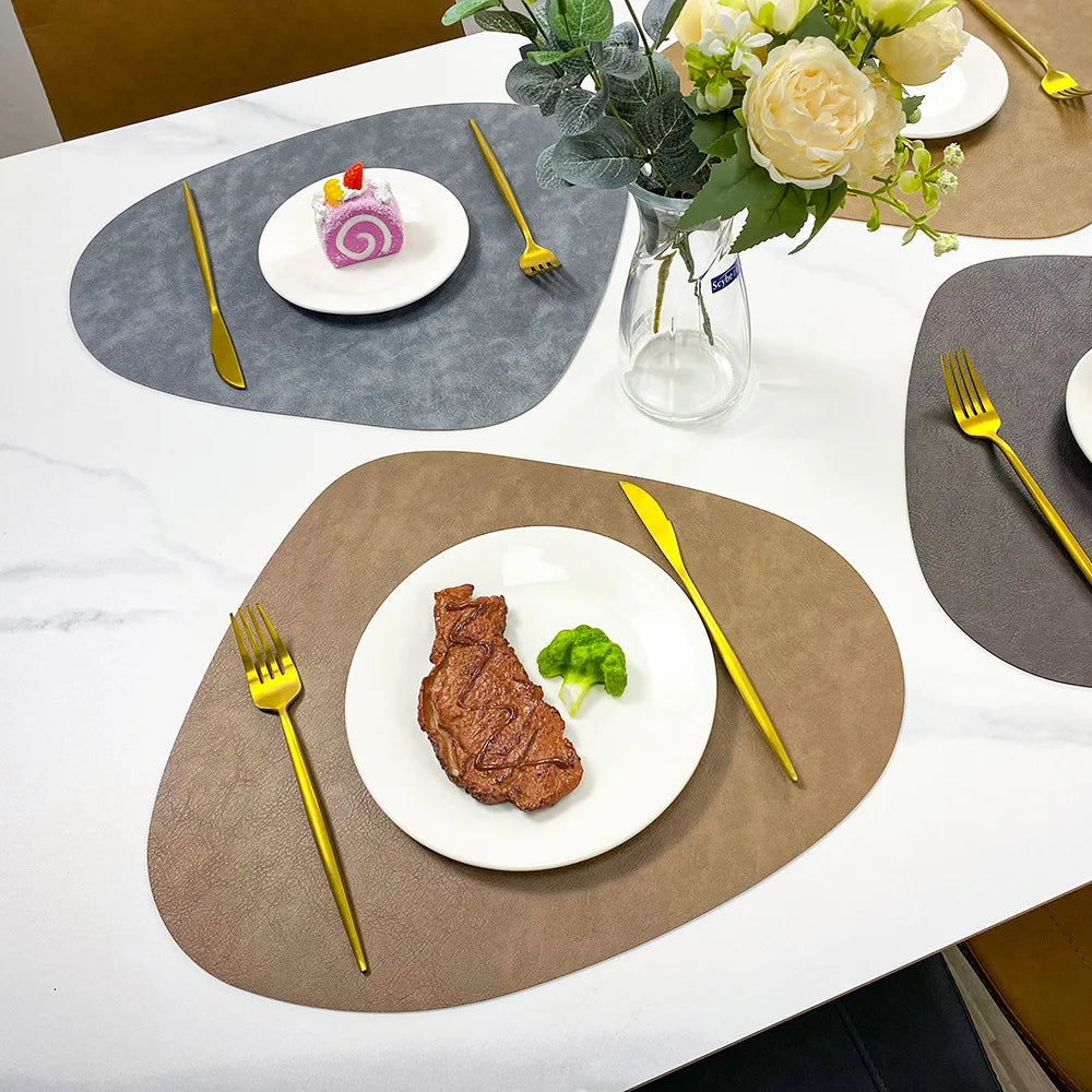 Teardrop Placemats – two-tone PU, fit around a round table