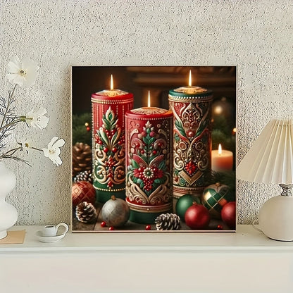 Christmas Candle Poster – festive red and green design, wall print
