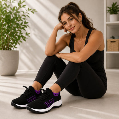 Wide Fit Trainers – knit mesh upper, padded heel, slip resistant sole