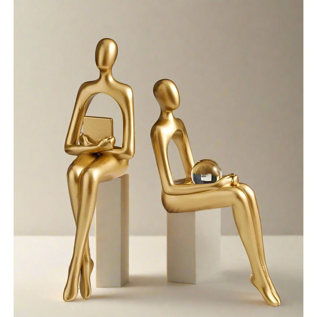 Abstract Shelf Sitter Figurine – thinker, reader and more, sits on a ledge